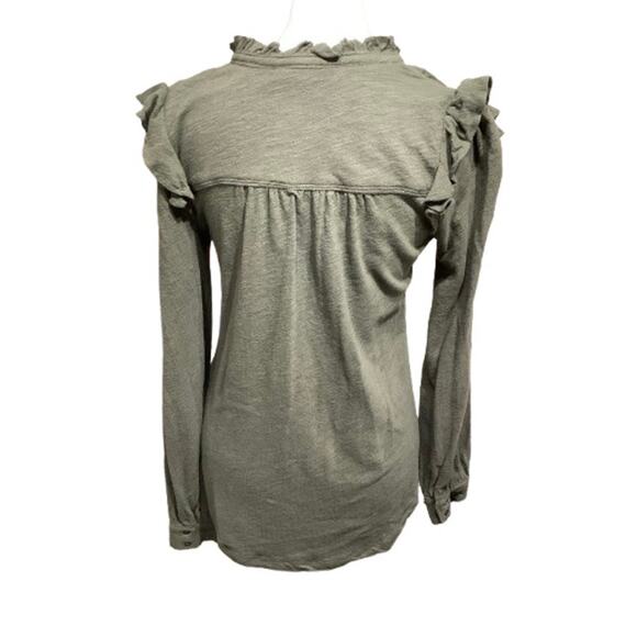 Pilcro Army Green Ruffle Sleeve Button-Down, Size XS - Boho, Feminine, Casual - Picture 3 of 7
